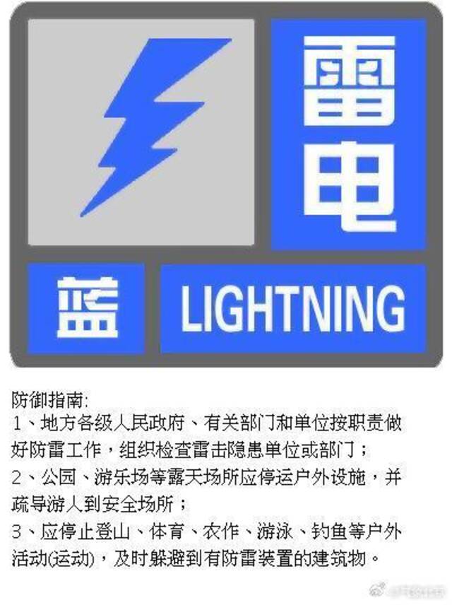 当前至夜间或有雷阵雨！北京6月30日12时35分发布雷电蓝色预警