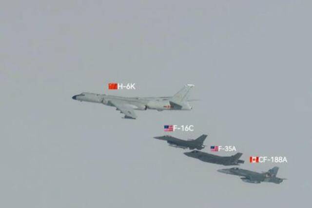 画面曝光！F-35、F-16、F-18伴飞中国轰-6，网友：不知道还以为在护航！