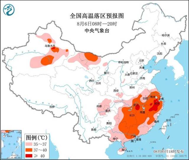 高温橙色预警继续：浙江安徽湖北江西等地局地可达40℃以上