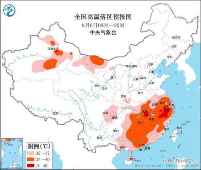 高温橙色预警继续：浙江安徽湖北江西等地局部地区可达40℃以上