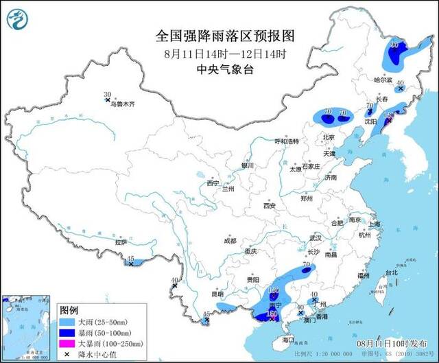 暴雨黄色预警：吉林辽宁广西等部分地区有大暴雨