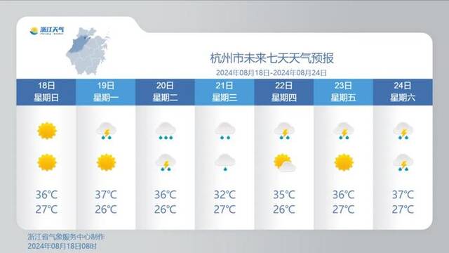 8月21日浙江省大部地区有望告别高温天气