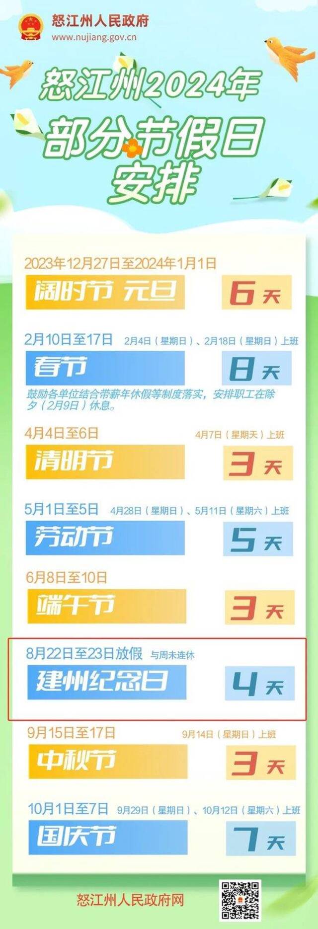 羡慕！一地通知：连休4天！