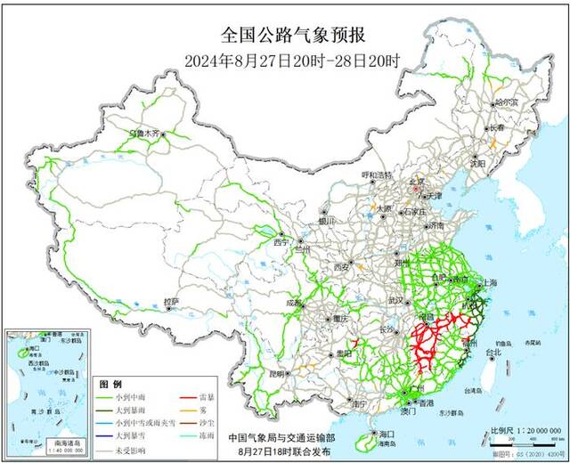 多地有暴雨或大暴雨，公路出行请注意，这些路段受影响