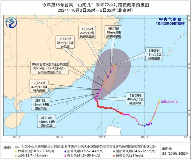 台风橙色预警：“山陀儿”已于今日凌晨减弱为强台风级