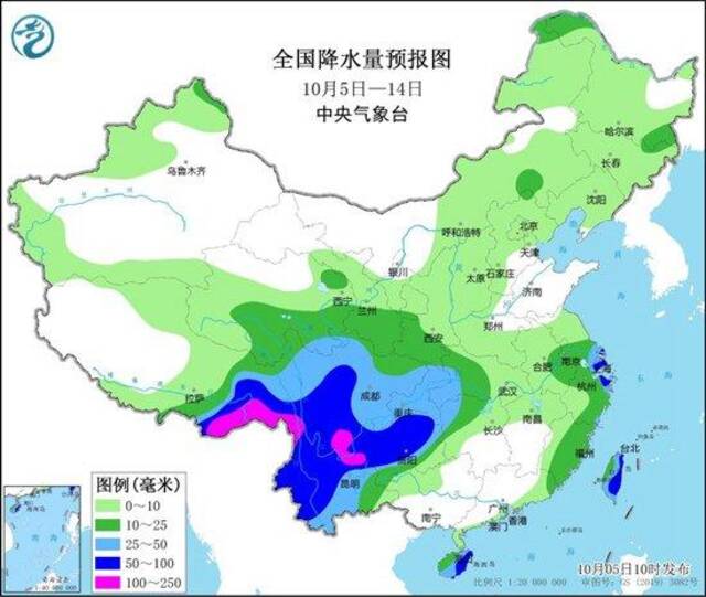 假期返程天气地图来了 看哪里会一雨到底