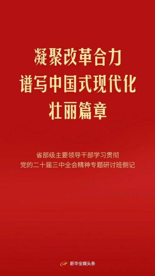 凝聚改革合力 谱写中国式现代化壮丽篇章 ——省部级主要领导干部学习贯彻党的二十届三中全会精神专题研讨班侧记