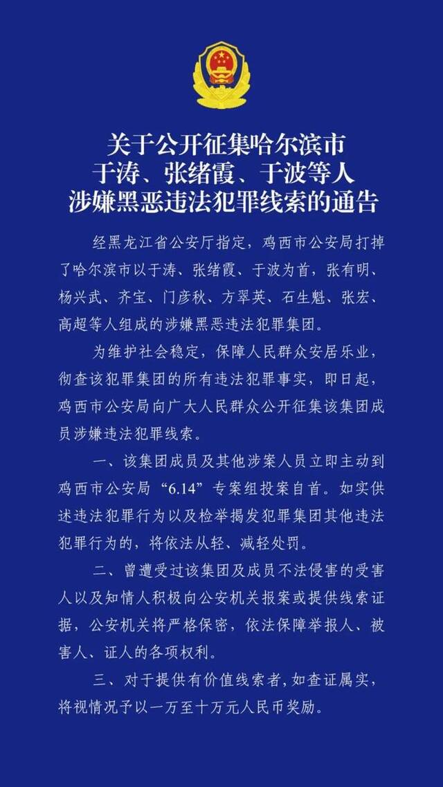 哈尔滨公安局涉黑副局长隐匿的政商关系图