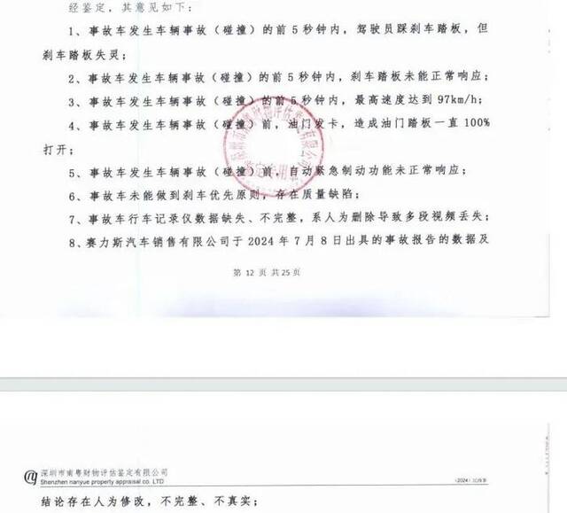 鉴定意见结论。图片来源：鉴定意见书截图